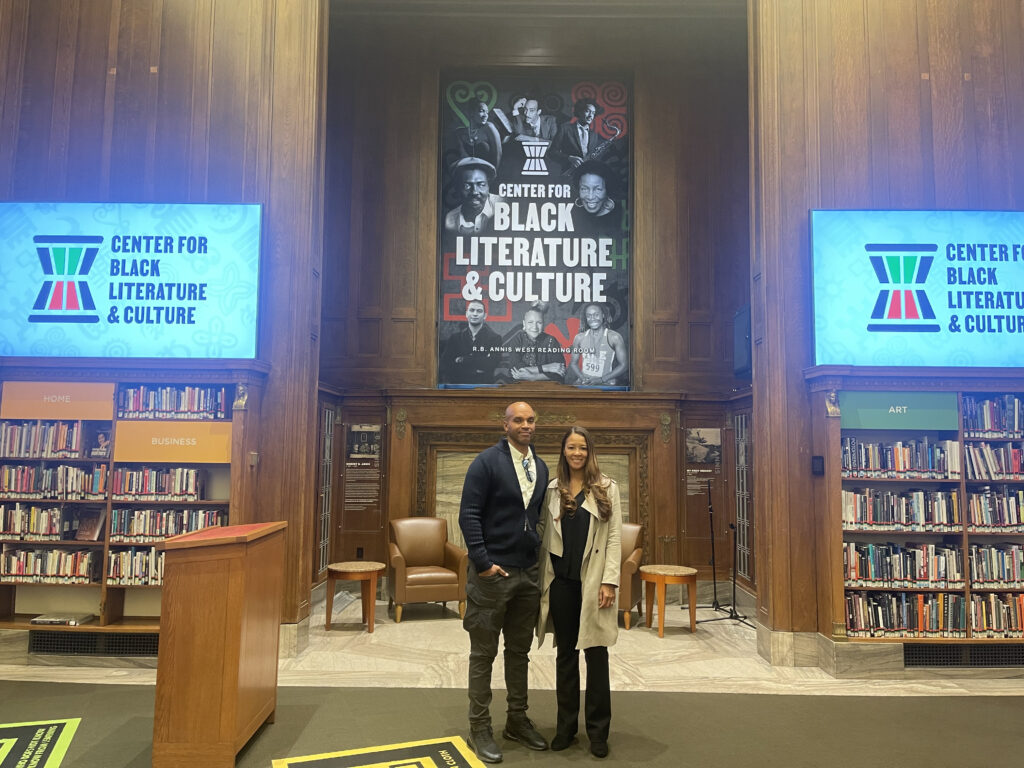 Kadir Nelson and Jungmiwha Bullock N. visit the Center for Black Literature & Culture at the Indianapolis Public Library on our visit for the McFadden Lecture.
